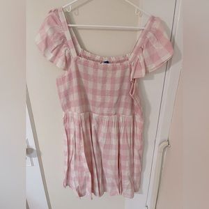 XL pink gingham smocked baby doll dress